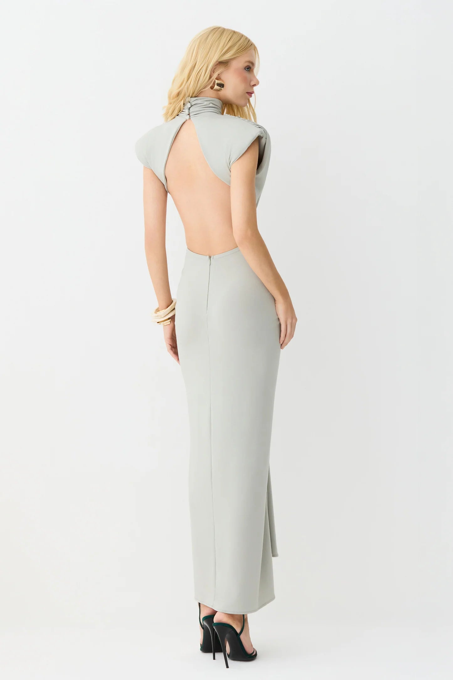 VESTIDO MIDI ABERTURA LATERAL Y COSTAS