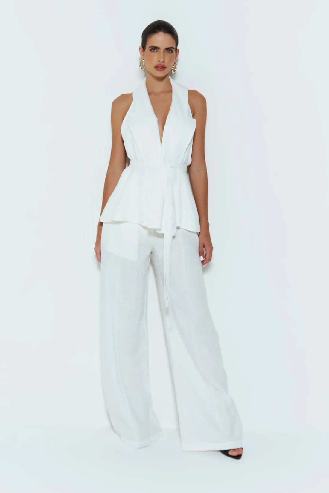 BLUSA COLETE FRENTE UNICA COM FAIXA BRANCO