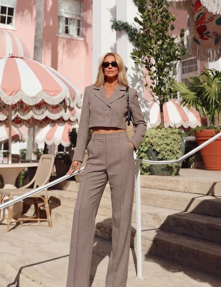 SET BLAZER CURTO TRANSPASSADO XADREZ