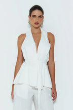 BLUSA COLETE FRENTE UNICA COM FAIXA BRANCO