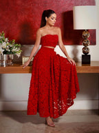SET FALDA Y TULE TOP ROJO