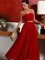 SET FALDA Y TULE TOP ROJO