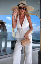 SET LINO PANTS COM TOP HALTER