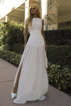 VESTIDO LONGO ACINTURADO OFF WHITE