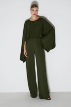 PANTALONA CON FRISOS VERDE MILITAR