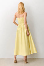 VESTIDO MIDI TOMARA QUE CAIA ZIPER DE METAL AMARELO MANTEIGA 11753