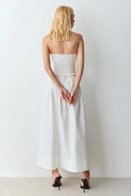 VESTIDO MIDI TOMARA QUE CAIA ZIPER DE METAL WHITE 11753